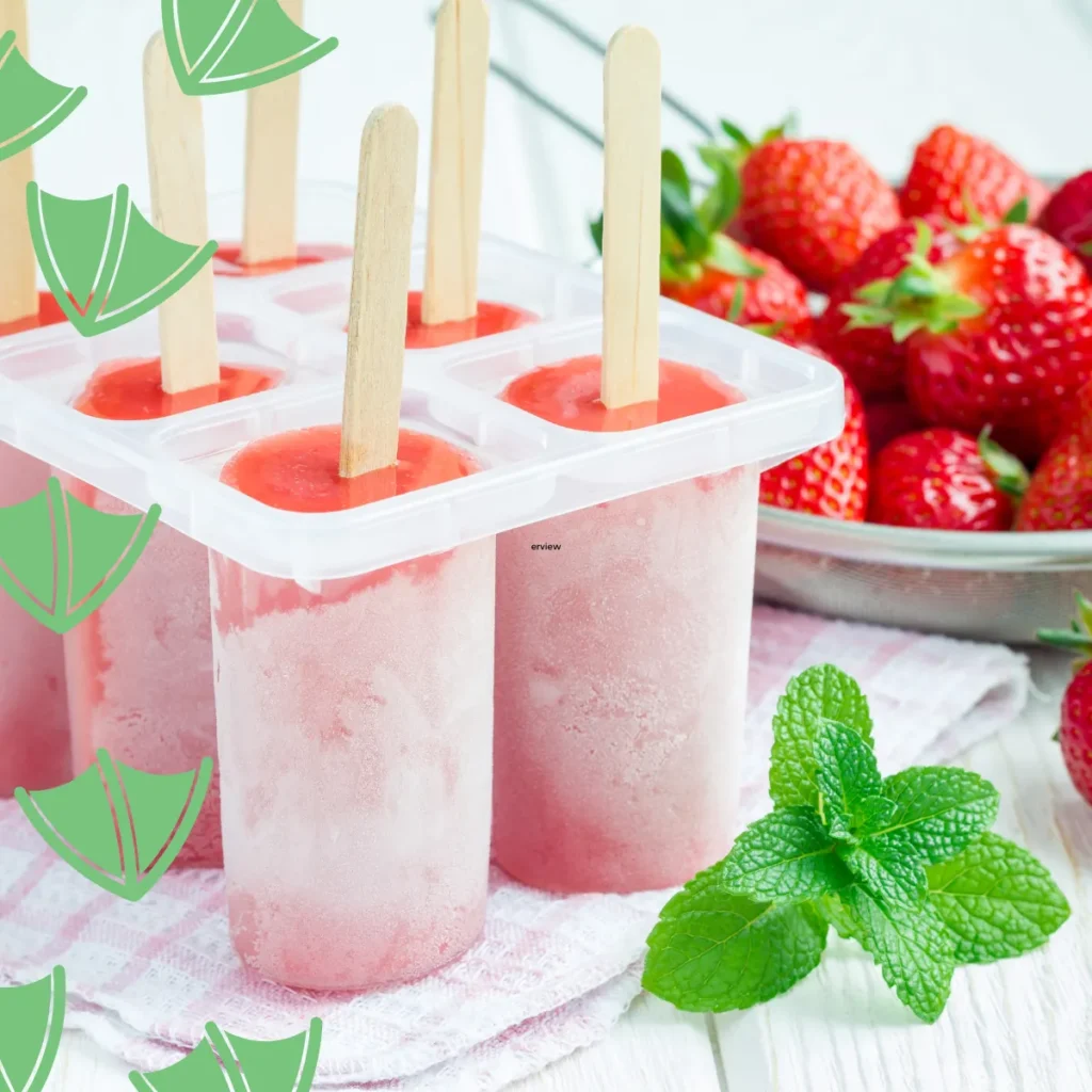 strawberry and bannana ice creams home made in moulds