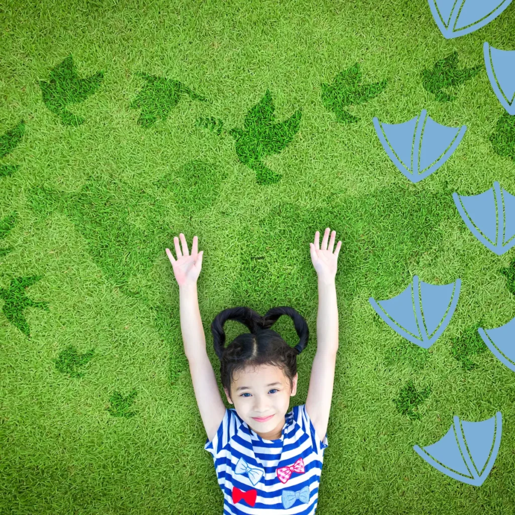 little girl lying on the floor practicing mindfulness quotes for kids