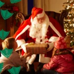 where to see santa in nottingham picture of him in his grotto with children giving out presents