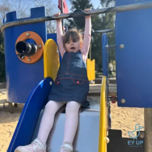 eliza on the slide for a free things to do in chesterfield with kids at queens park