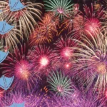 bonfire night derbyshire fireworks exploding in the sky lots of different colours