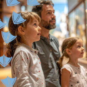 kids looking at a derbyshire museum exhibt